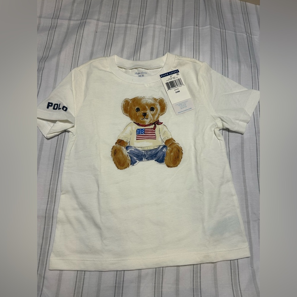 NWT Polo Ralph Lauren Infant Bear White Tee- Size 24 Months
